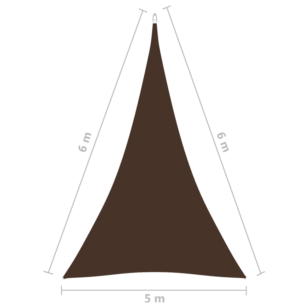 vidaXL Toldo de vela triangular tela Oxford marrón 5x6x6 m