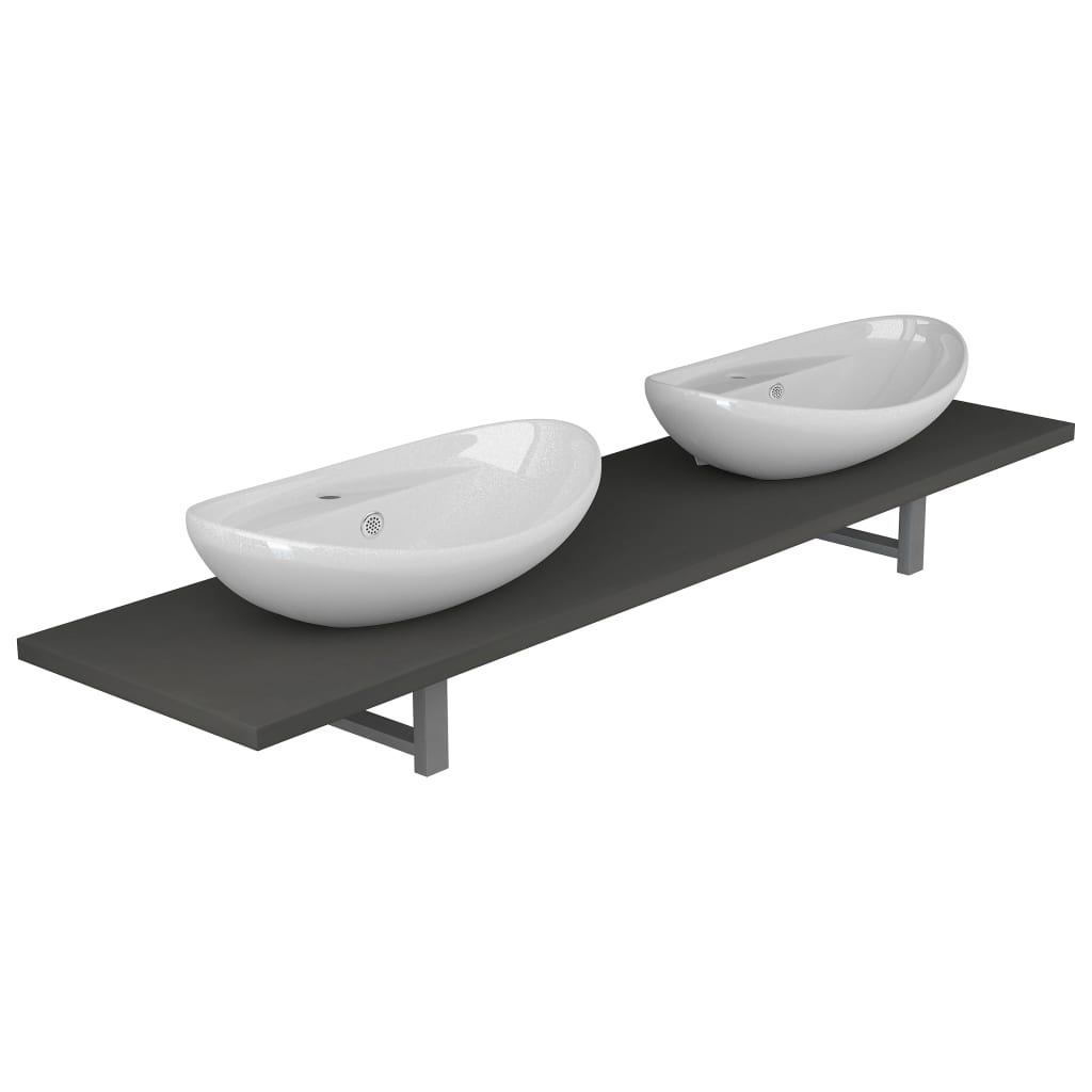 vidaXL Conjunto de muebles de baño de 3 cerámica gris