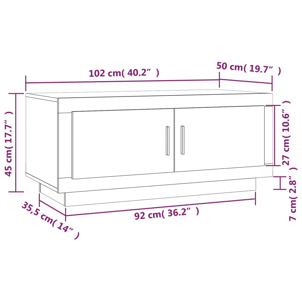vidaXL Mesa de centro madera contrachapada blanco 102x50x45 cm