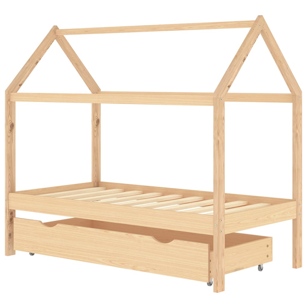 vidaXL Estructura de cama infantil con cajón madera de pino 80x160 cm