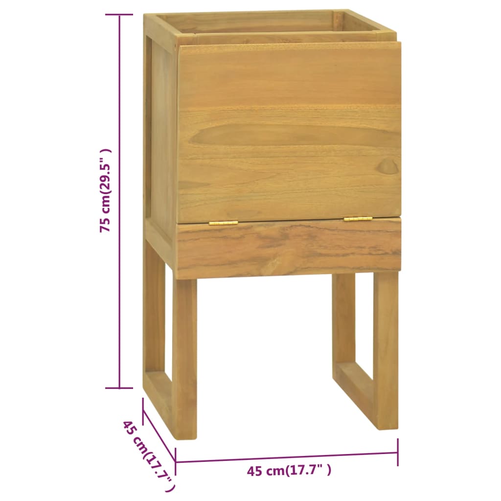 vidaXL Armario de baño madera maciza de teca 45x45x75 cm