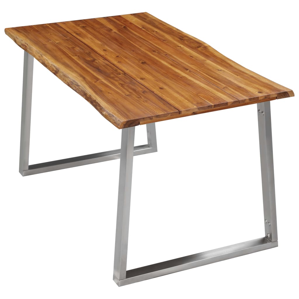 vidaXL Mesa de comedor madera de acacia y acero inoxidable 140x80x75cm