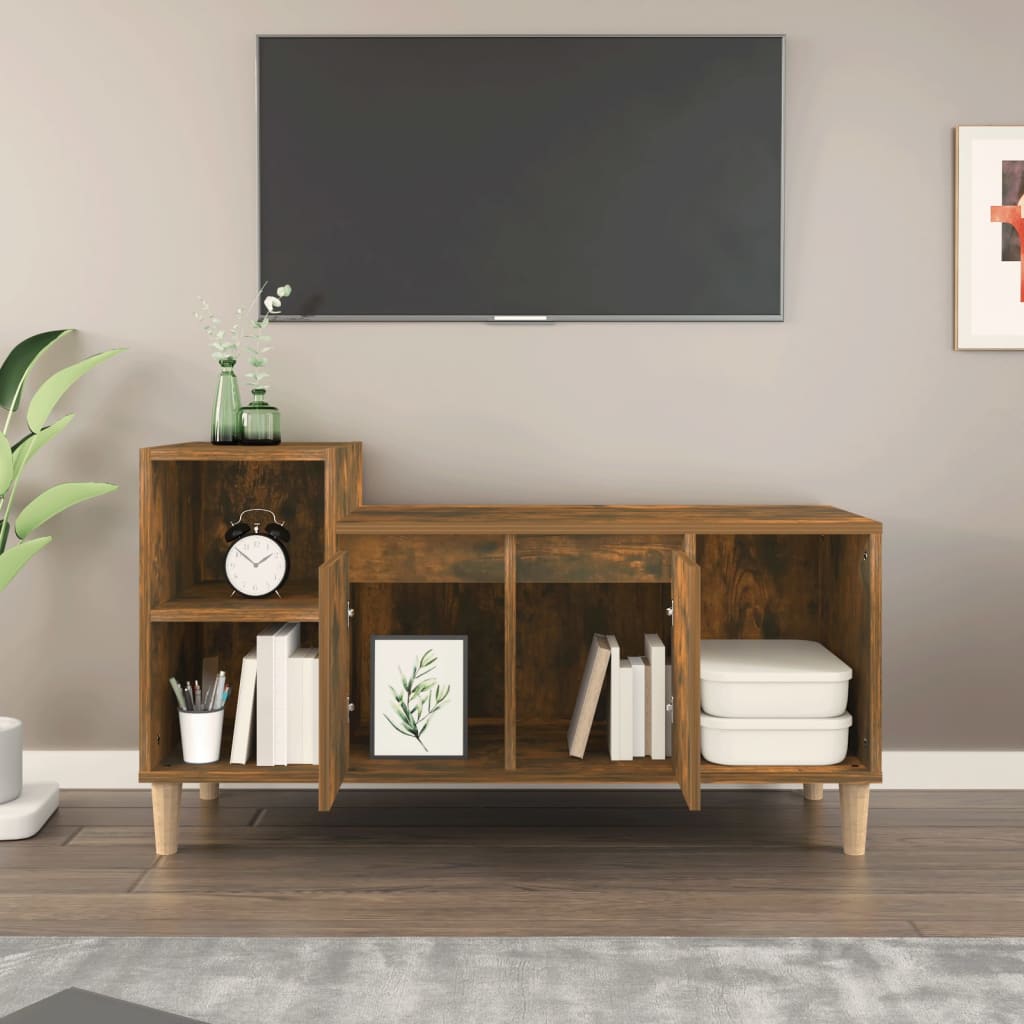 vidaXL Mueble para TV madera contrachapada roble ahumado 100x35x55 cm