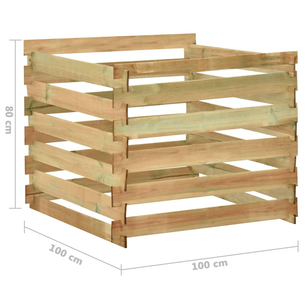 vidaXL Compostador de listones madera pino impregnada 100x100x80 cm