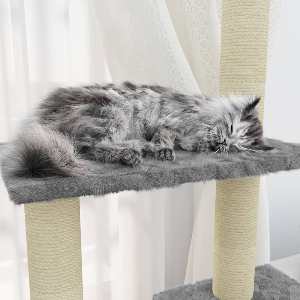 vidaXL Rascador para gatos con postes de sisal gris claro 155 cm