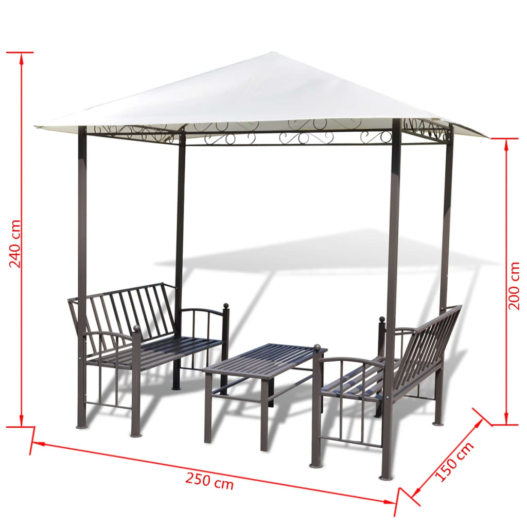 vidaXL Cenador de jardín con mesa y banco 2,5x1,5x2,4 m