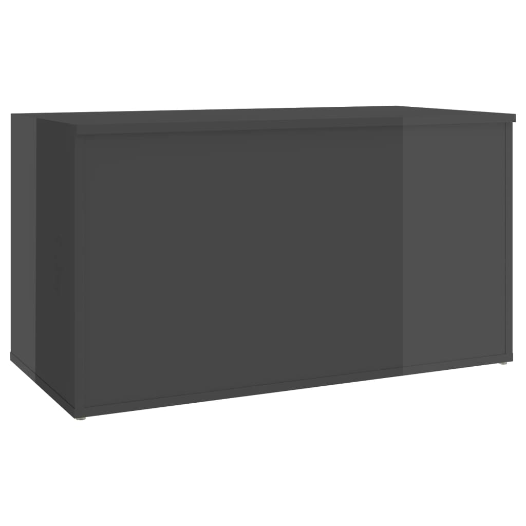 vidaXL Baúl de almacenaje madera contrachapada gris brillo 84x42x46 cm