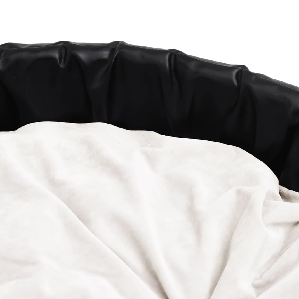 vidaXL Cama de perros felpa y cuero sintético negro beige 99x89x21 cm