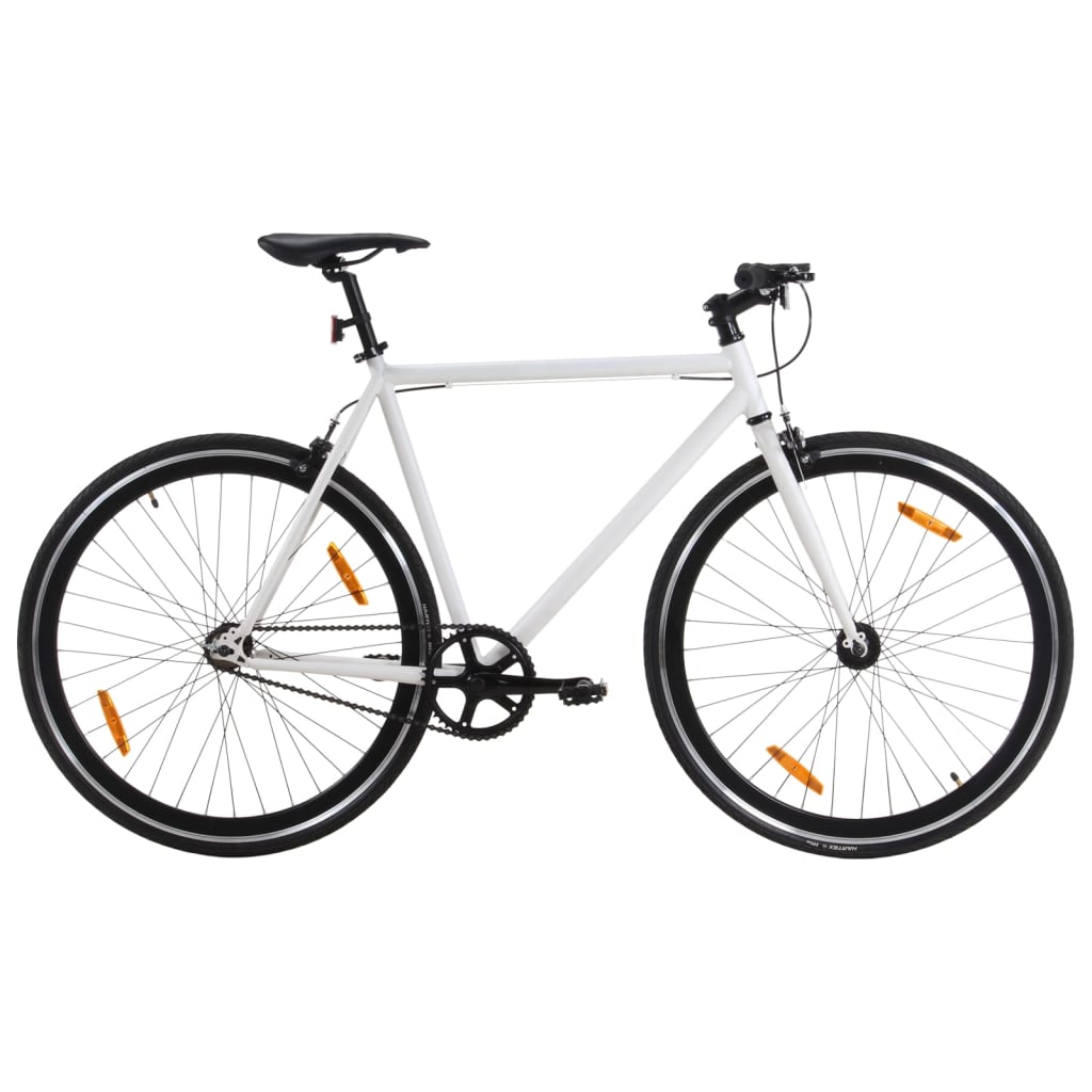 vidaXL Bicicleta de piñón fijo blanco y negro 700c 55 cm