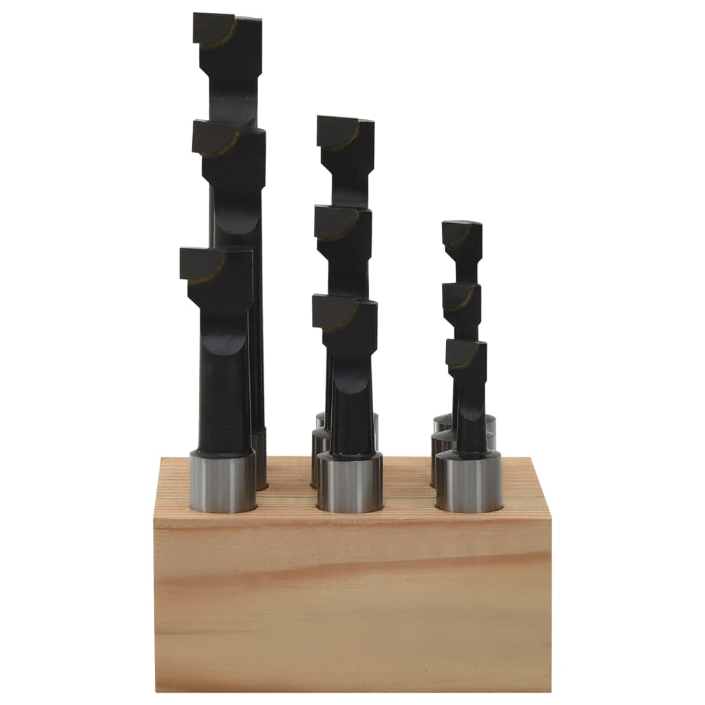 vidaXL Cortadoras de perforación 9 piezas 12 mm con base de madera