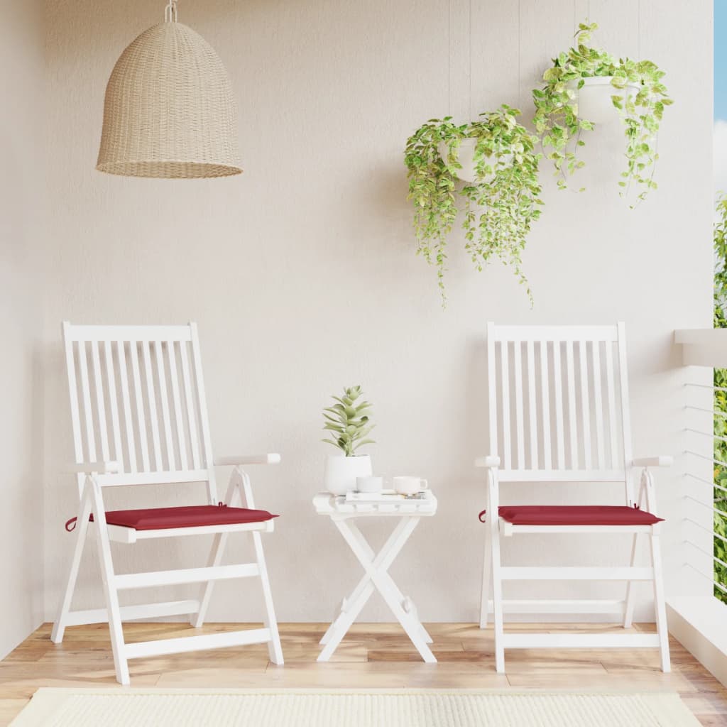 vidaXL Cojines para silla de jardín 2 uds tela rojo tinto 50x50x4 cm