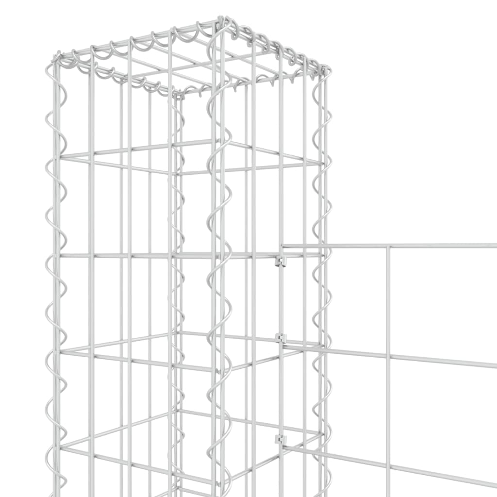 vidaXL Cesta de gaviones forma de U 3 postes de hierro 260x20x150 cm
