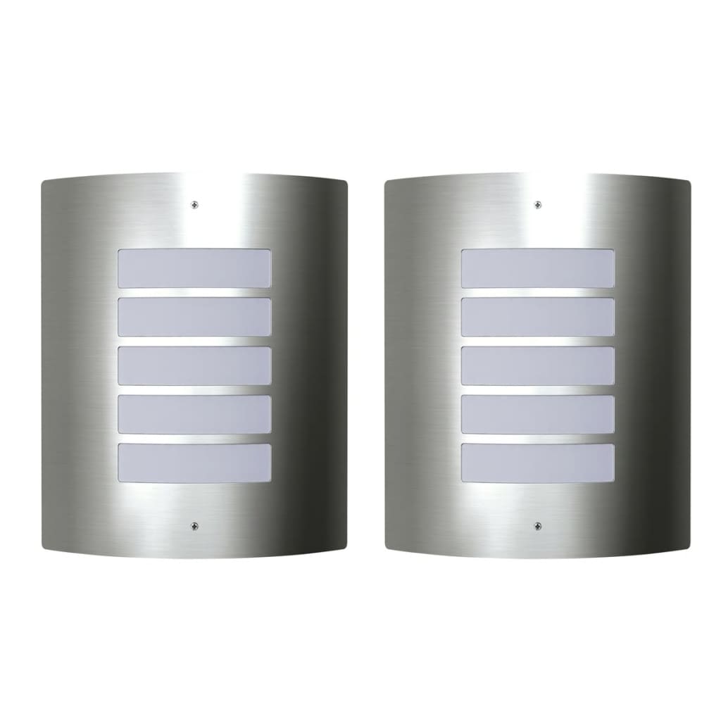 2 Apliques de exterior, lámparas de pared de acero inoxidable