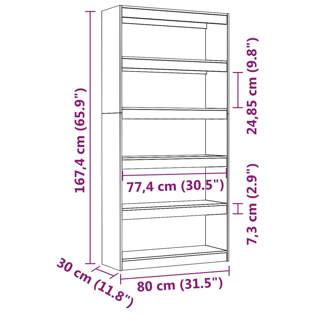 vidaXL Estantería/divisor de espacios madera de pino 80x30x167,4 cm