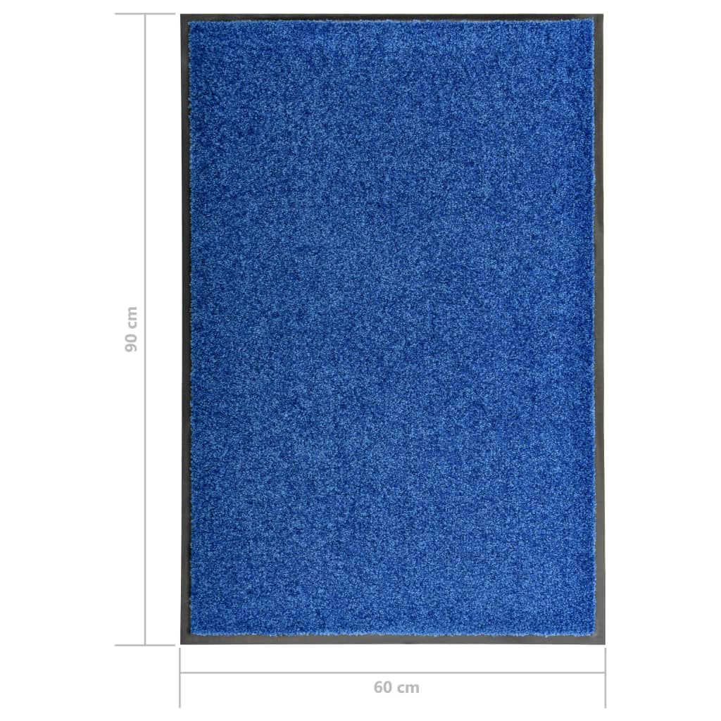 vidaXL Felpudo lavable azul 60x90 cm