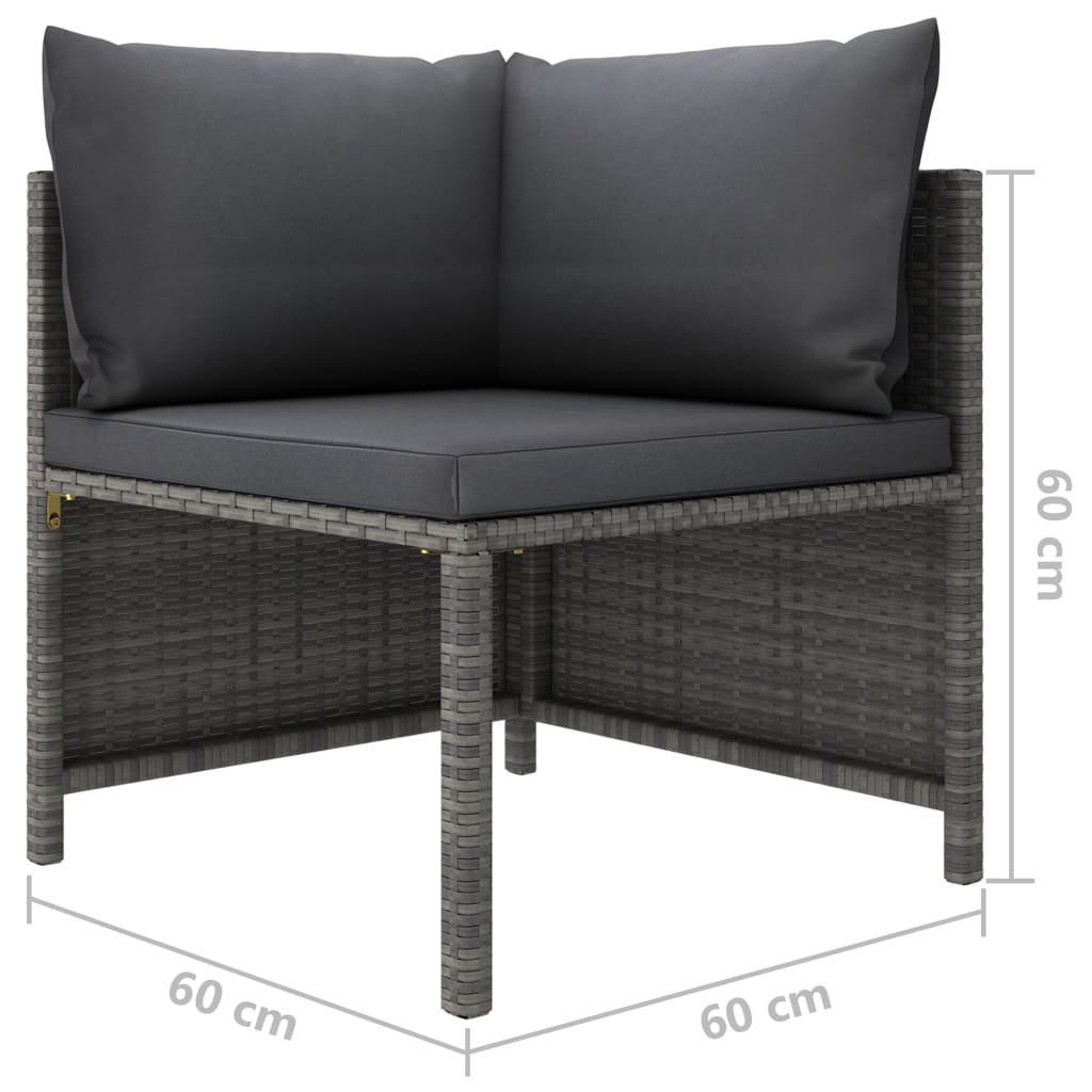 vidaXL Set de sofá de jardín 5 piezas con cojines ratán sintético gris