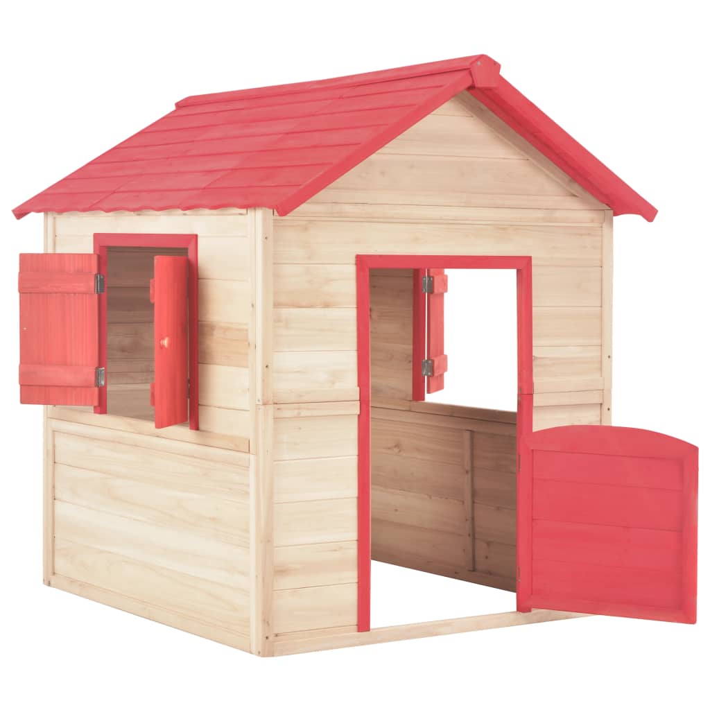 vidaXL Casa de juegos de niños madera roja