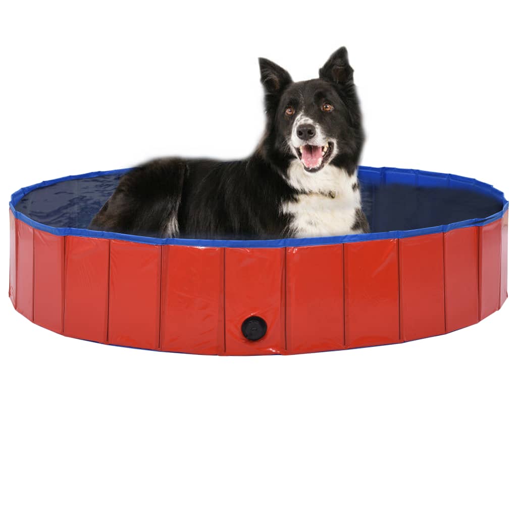 vidaXL Piscina para perros plegable PVC rojo 160x30 cm