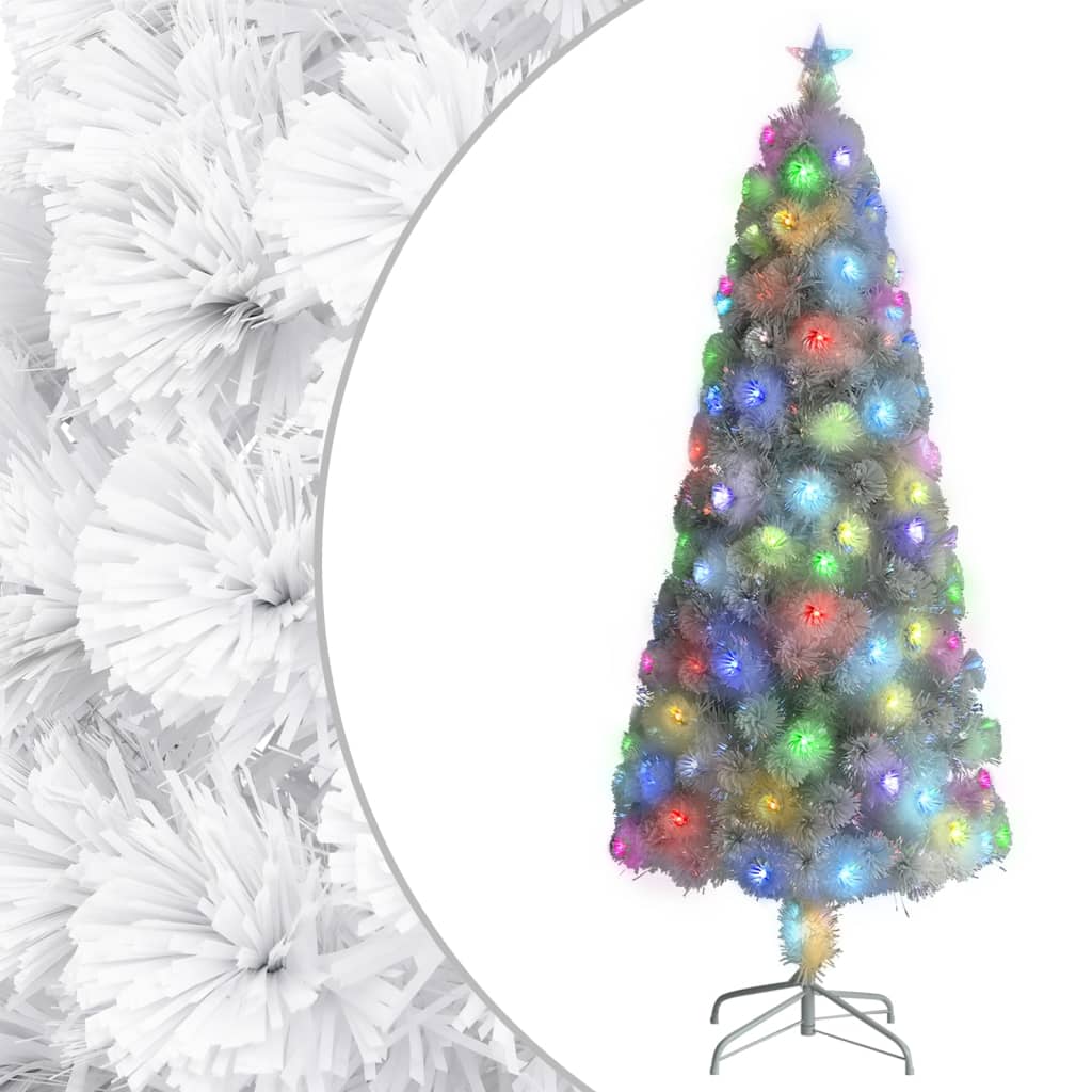 vidaXL Árbol de Navidad artificial con luces fibra óptica blanco 210cm
