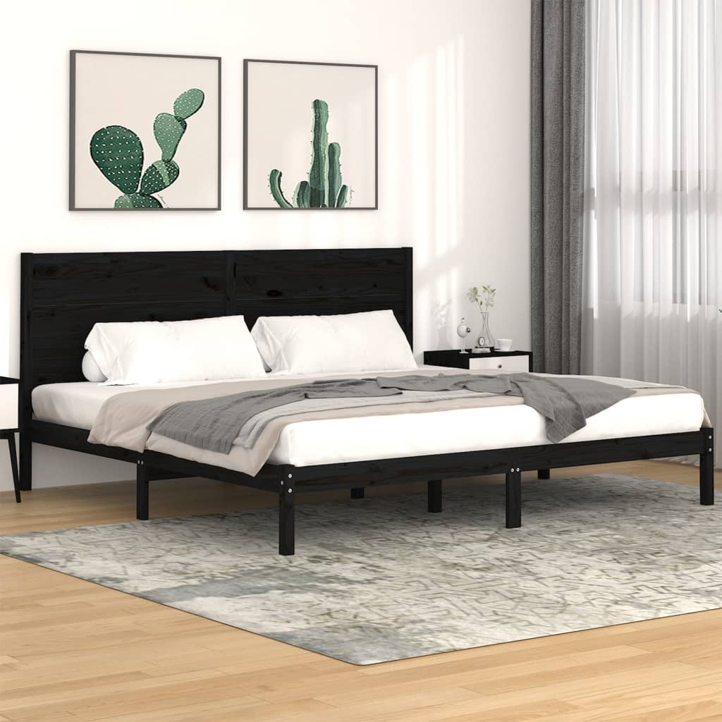 vidaXL Estructura de cama de madera maciza de pino negra 200x200 cm