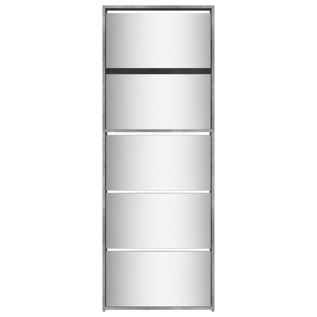 vidaXL Mueble zapatero y espejo 5 niveles gris hormigón 63x17x169,5 cm