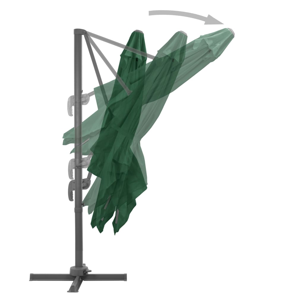 vidaXL Sombrilla voladiza con poste de aluminio verde 400x300 cm