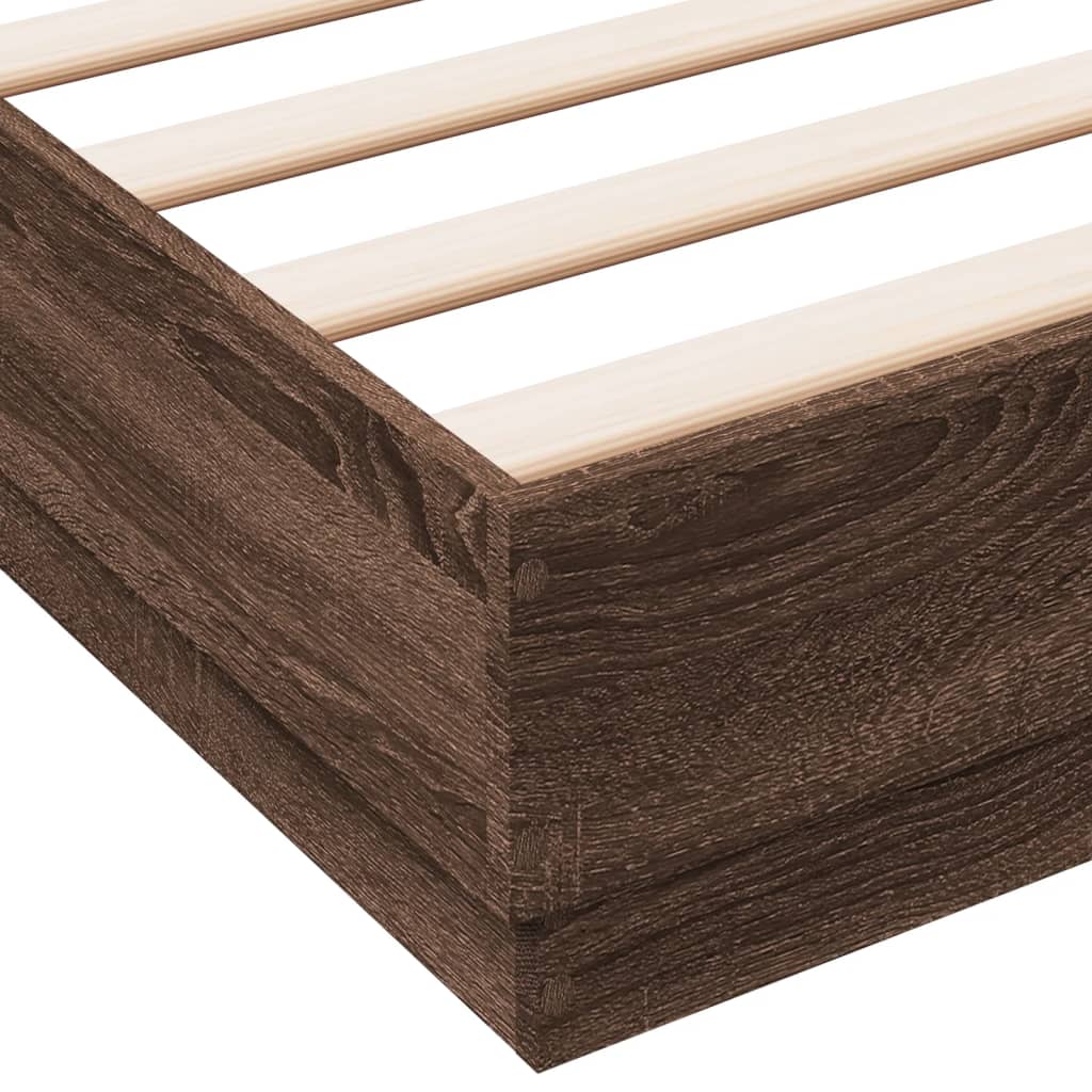 vidaXL Estructura de cama madera de ingeniería marrón roble 150x200 cm
