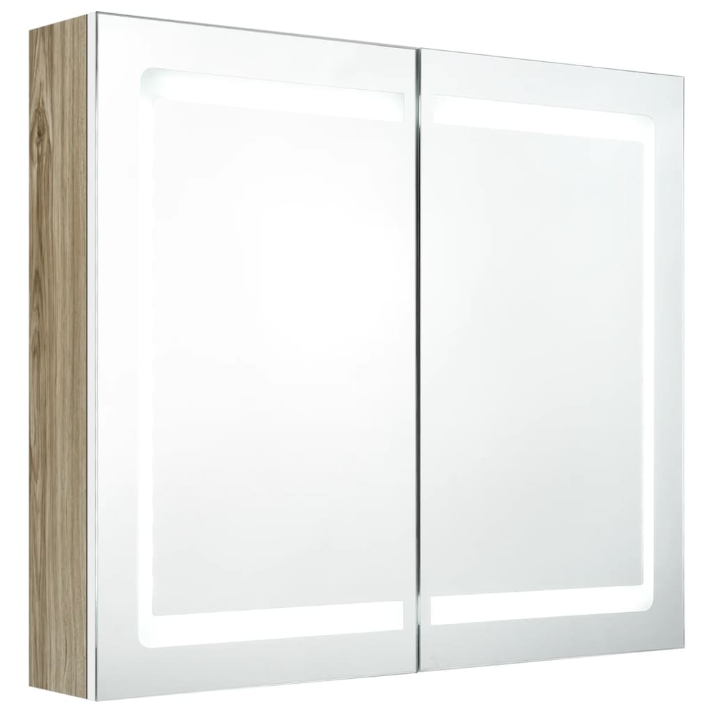 vidaXL Armario de baño con espejo LED blanco y roble 80x12x68 cm