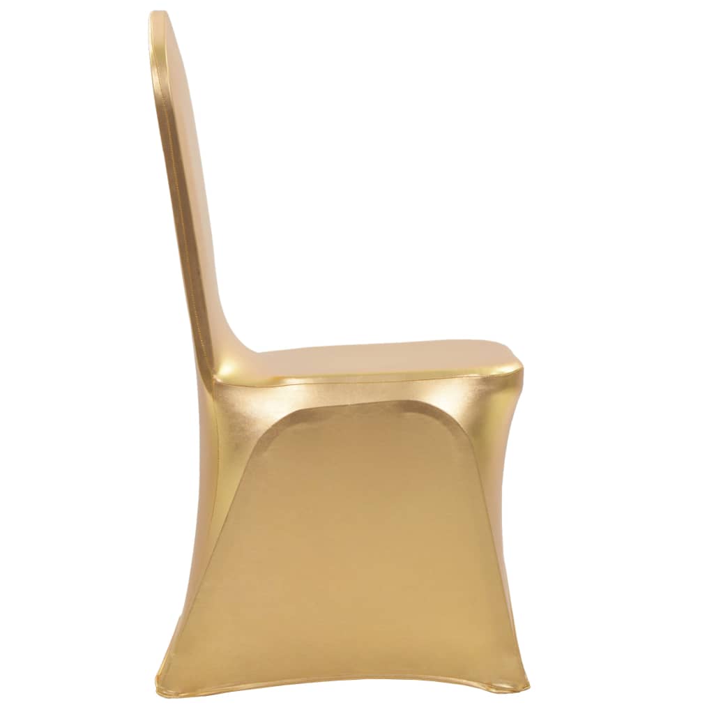vidaXL Fundas de silla elásticas 6 unidades doradas