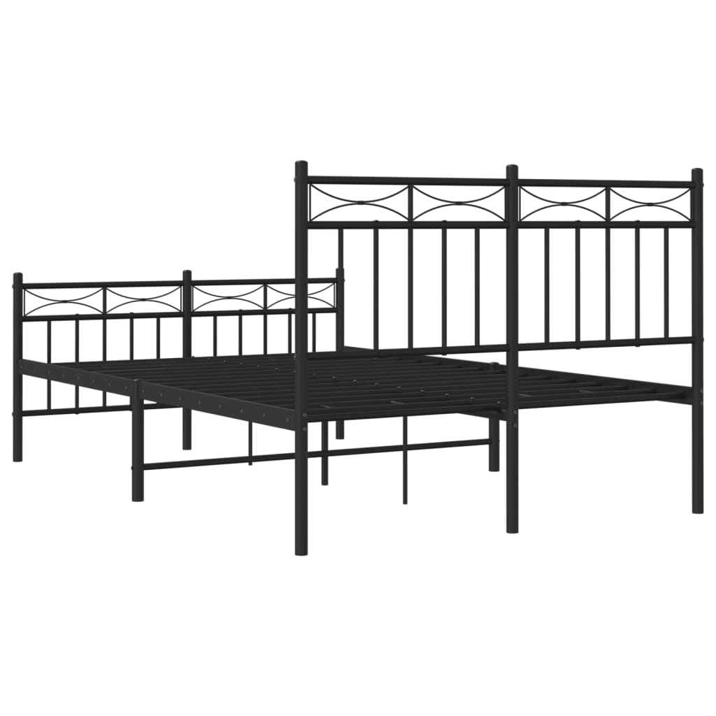 vidaXL Estructura de cama con cabecero y pie metal negro 120x190 cm