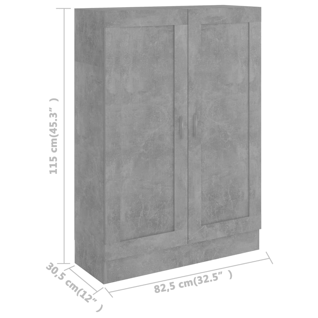 vidaXL Armario de libros contrachapada gris hormigón 82,5x30,5x11 cm