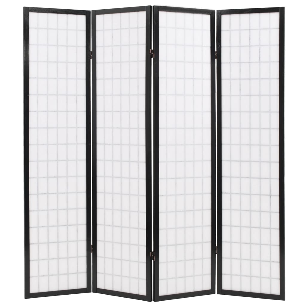 vidaXL Biombo plegable con 4 paneles estilo japonés 160x170 cm negro