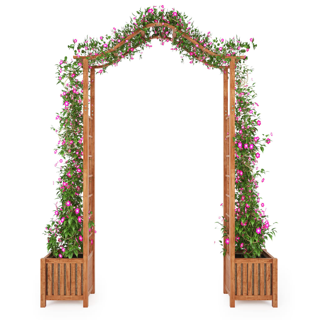 vidaXL Arco de jardín con jardinera de madera maciza 180x40x218 cm