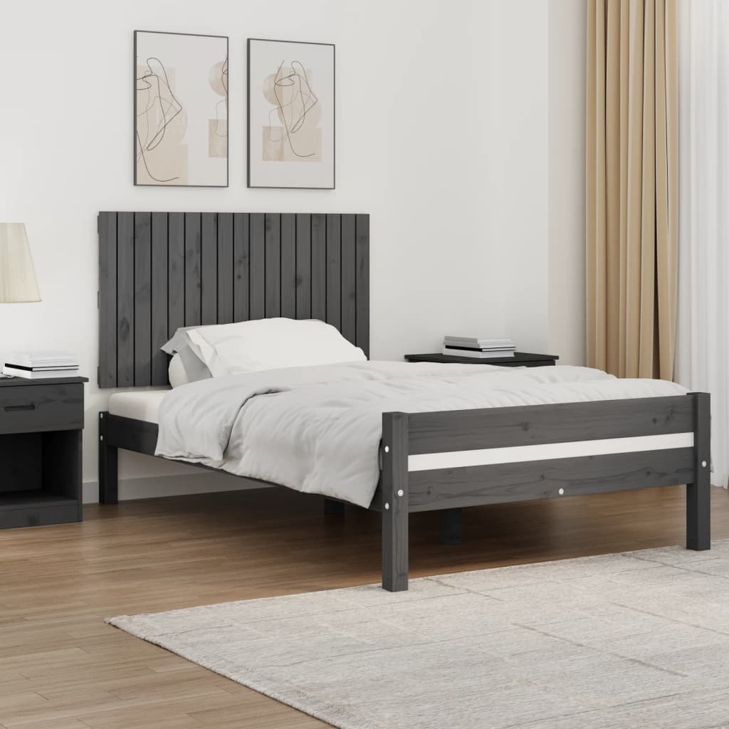 vidaXL Cabecero de cama de pared madera maciza pino gris 108x3x60 cm