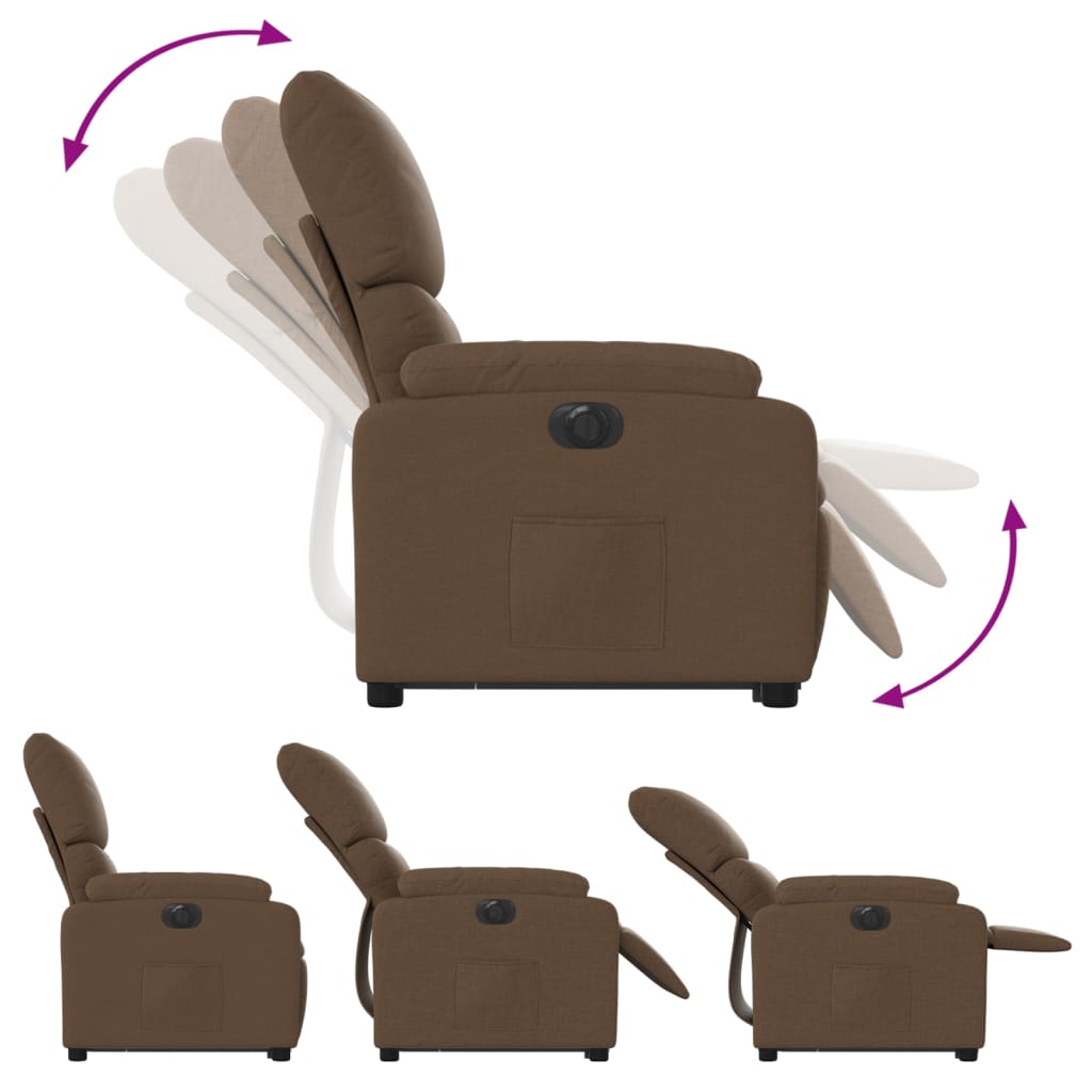 vidaXL Sillón eléctrico reclinable elevable de tela marrón