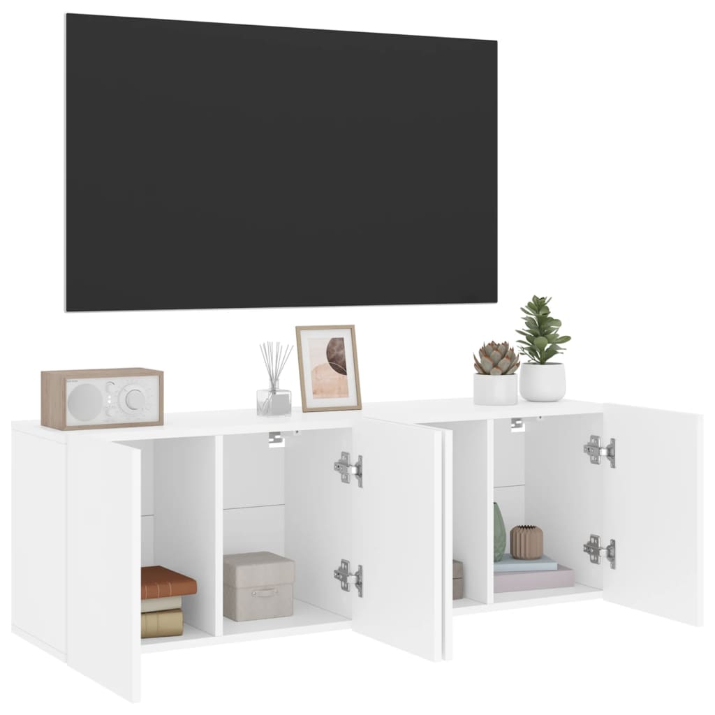 vidaXL Muebles para TV de pared 2 unidades blanco 60x30x41 cm