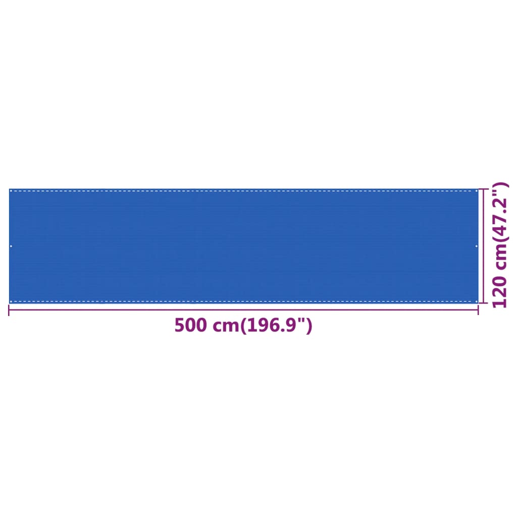 vidaXL Toldo para balcón HDPE azul 120x500 cm