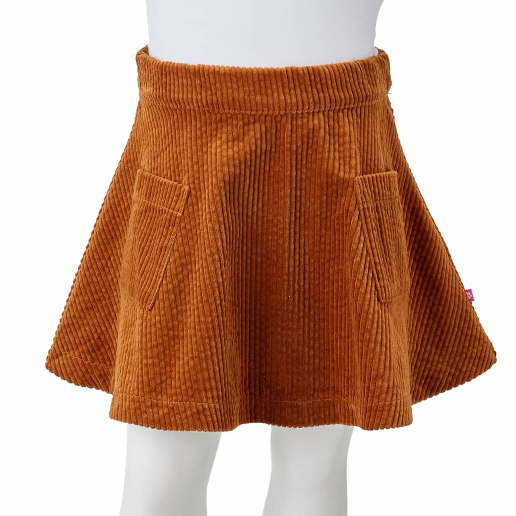 Falda infantil con bolsillos pana color coñac 92
