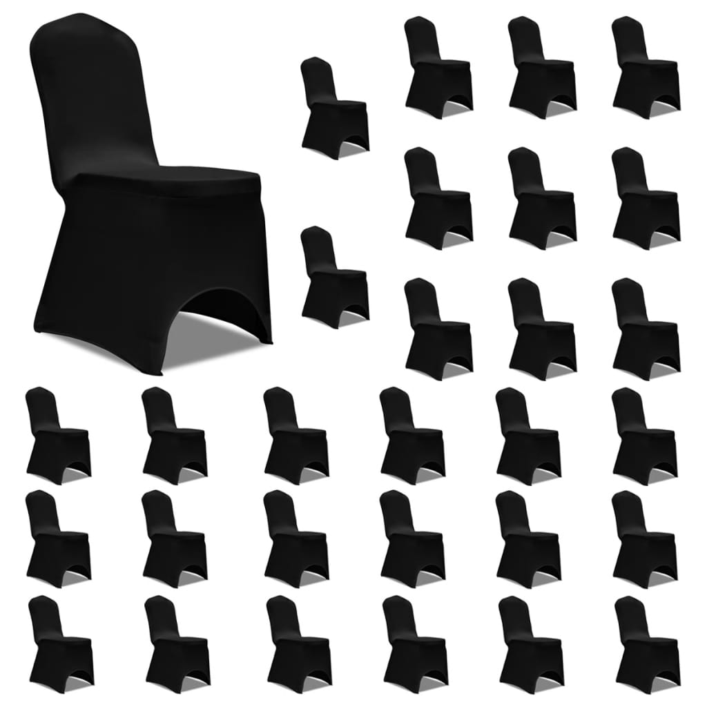 vidaXL Funda de silla elástica negra 30 unidades