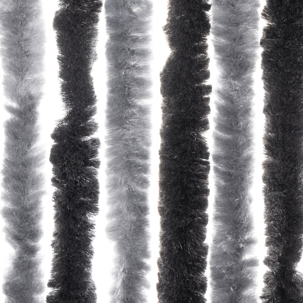 vidaXL Cortina antimoscas chenilla gris y negro 56x185 cm