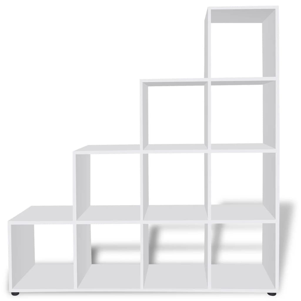 vidaXL Estantería librería en forma de escalera 142 cm blanca