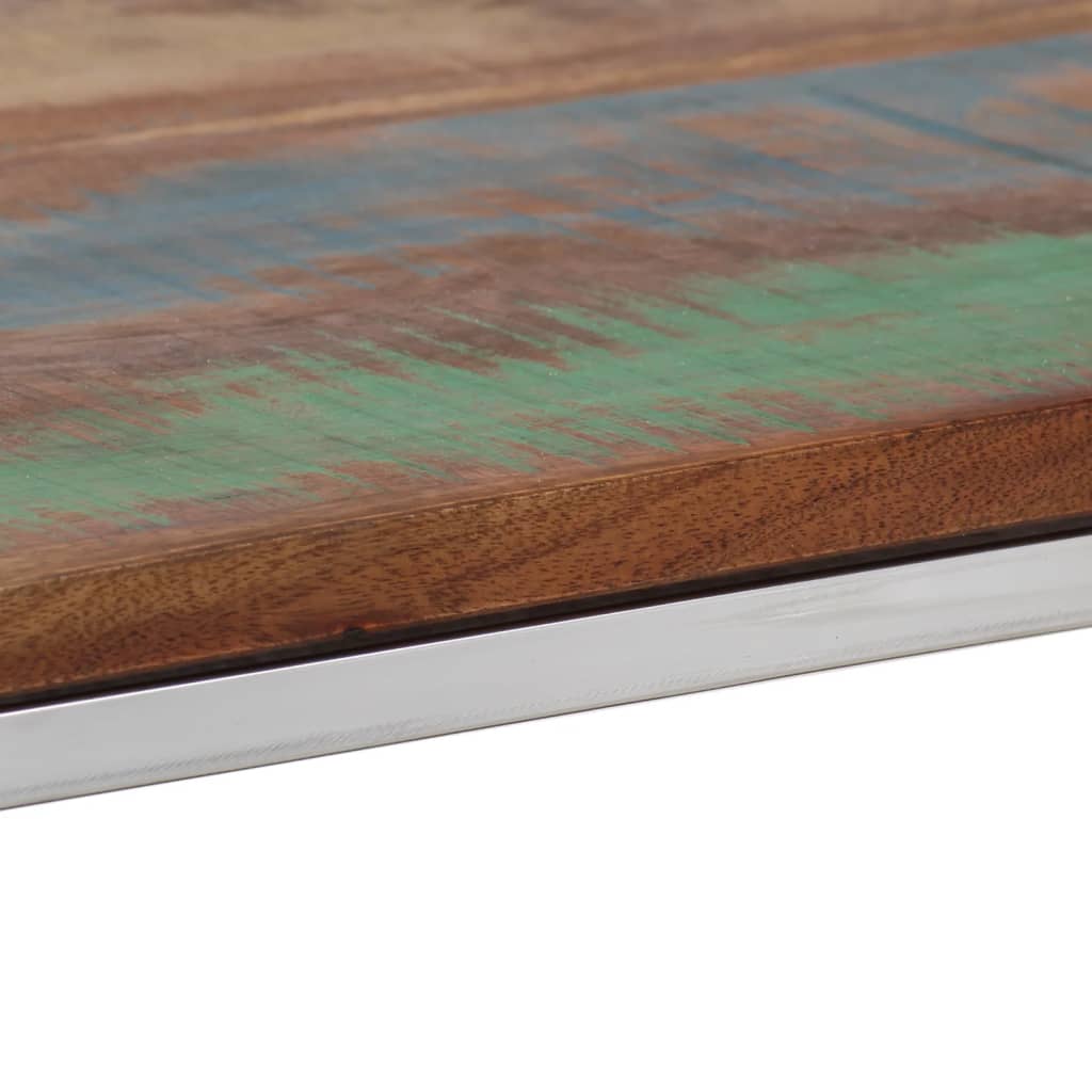 vidaXL Mesa consola acero inoxidable plateado madera maciza reciclada