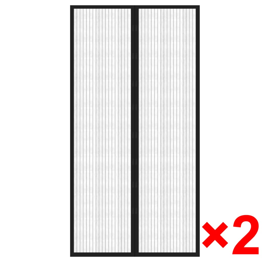 vidaXL Cortina mosquitera para puerta 2 uds imán negro 210 x 100 cm