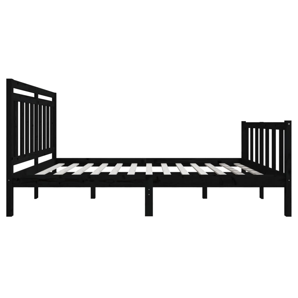 vidaXL Estructura de cama de madera maciza negra 120x200 cm