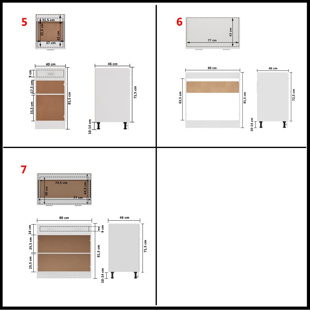 vidaXL Juego de muebles de cocina 7 piezas aglomerado blanco