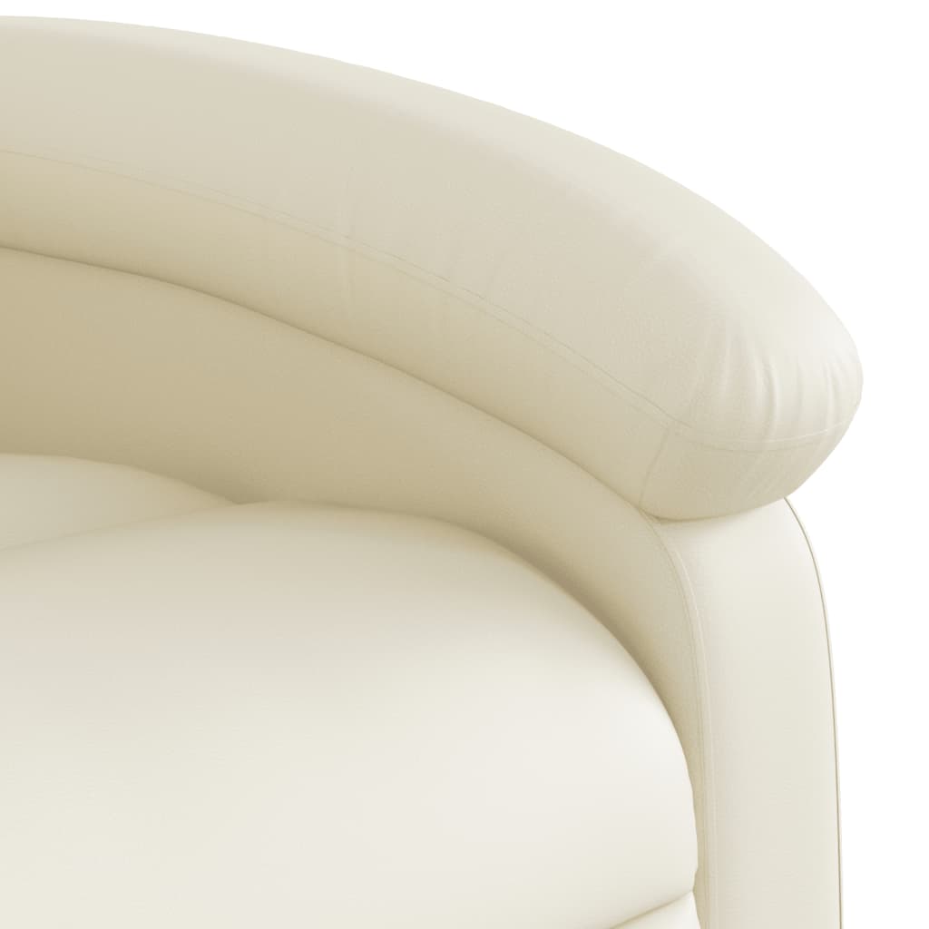 vidaXL Sillón reclinable elevable eléctrico de cuero sintético crema