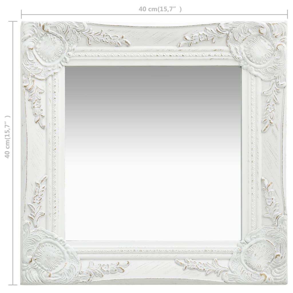 vidaXL Espejo de pared estilo barroco blanco 40x40 cm