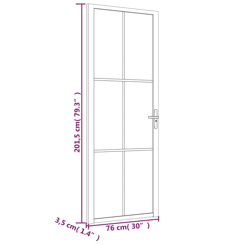 vidaXL Puerta interior de vidrio y aluminio blanco mate 76x201,5 cm