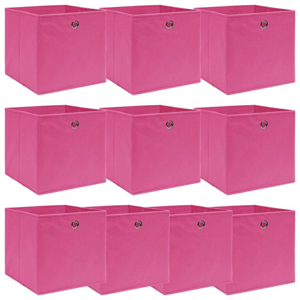 vidaXL Cajas de almacenaje 10 uds tela rosa 32x32x32 cm