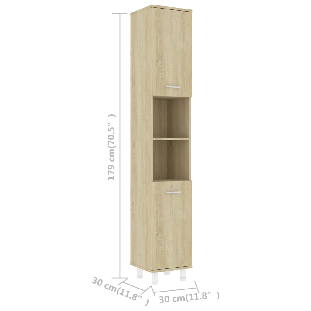 vidaXL Juego muebles de baño 4 pzas madera de ingeniería roble Sonoma